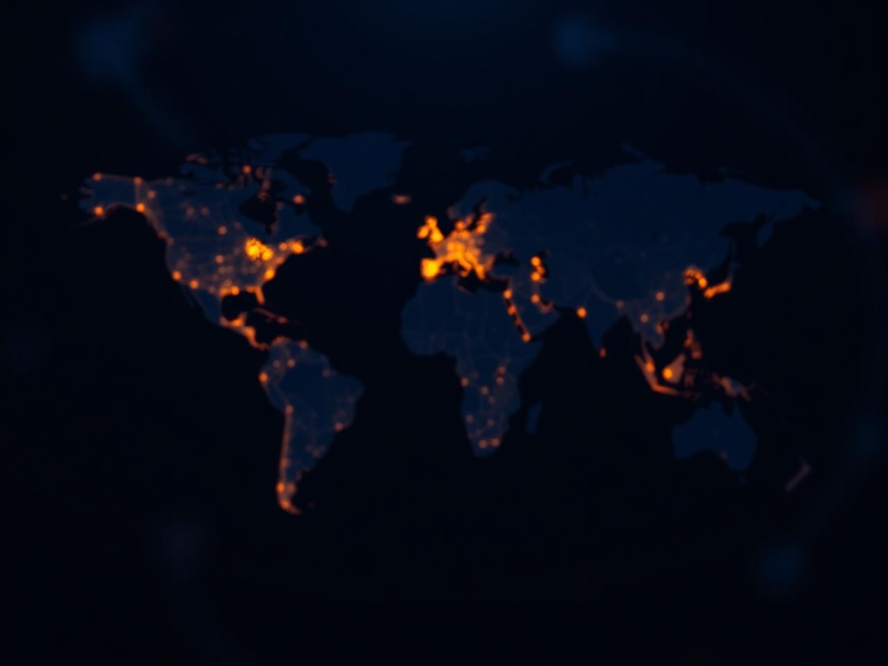 Global reinsurance network visualized as a glowing world map